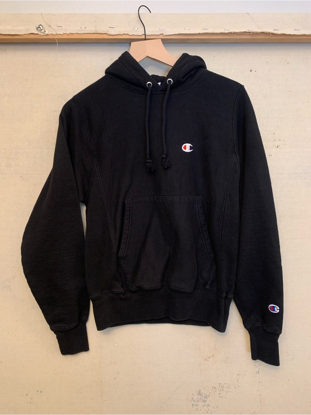 Vintage Champion Classic Black Pullover Hoodie - SX